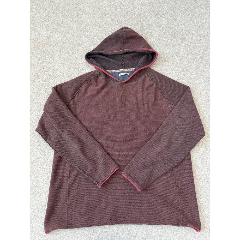 Carbon 2 Cobalt Mens XL Burgundy Textured Cotton Knit Raglan Pullover Hoodie